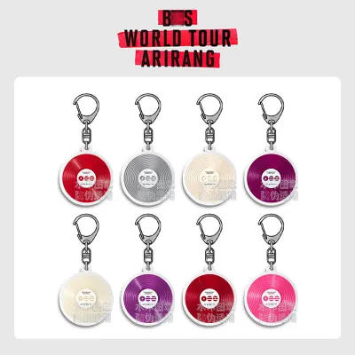 TTAesthetic ARIRANG Colored Record Acrylic Pendant Keychain, translucent colorful vinyl record design
