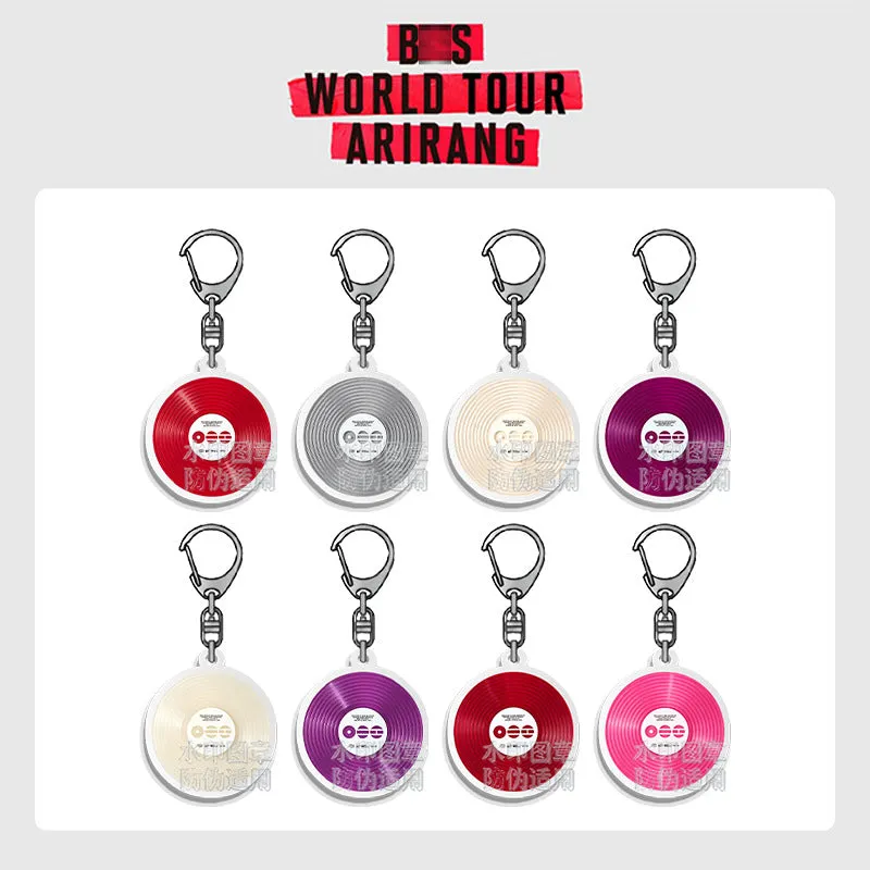 TTAesthetic ARIRANG Colored Record Acrylic Pendant Keychain, translucent colorful vinyl record design