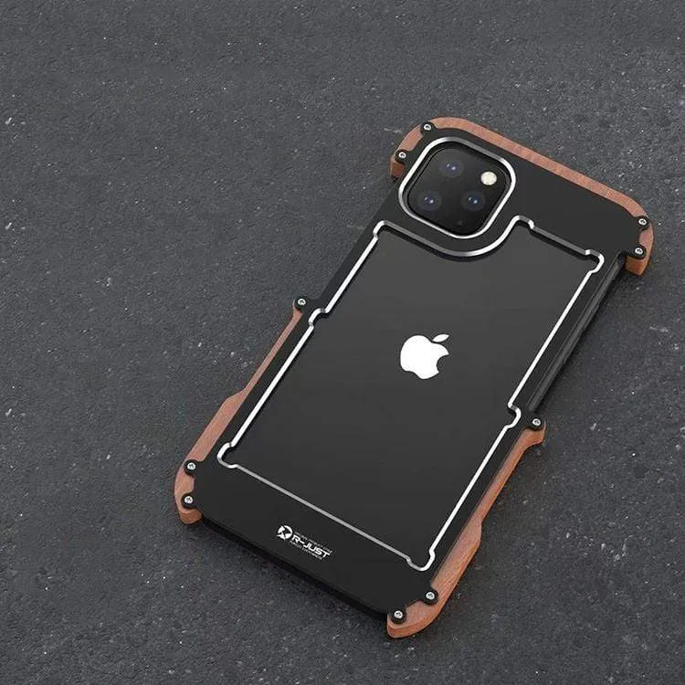 Techypop Metal Wooden Frame Shockproof Protective Designer iPhone Case in natural wood