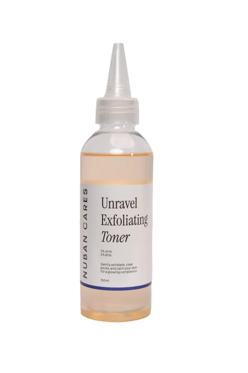 Nuban Beauty Unravel Exfoliating Toner bottle photographed on a clean background