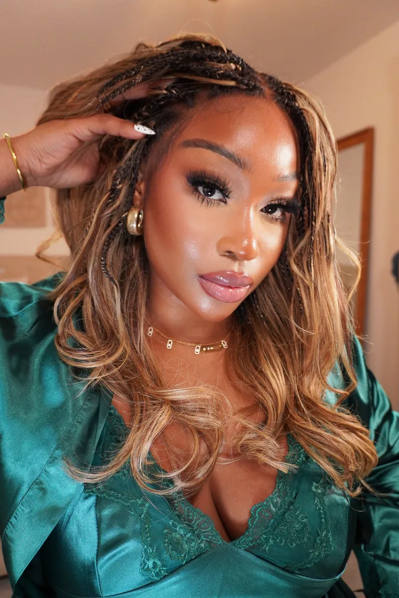 Jaliza Michelle Sun-Kissed Caramel Blend Mixed Color 4/27 Pre Bleached Body Wave Boho Braided Wig