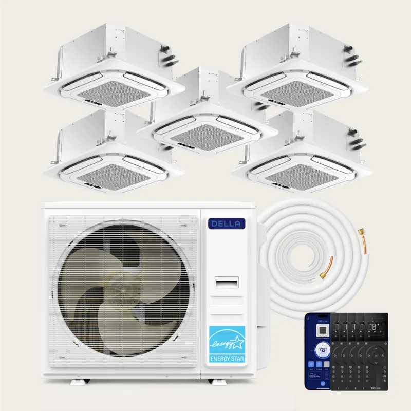 Della Home 42000 BTU five zone ceiling cassette mini split with 9K and 12K units