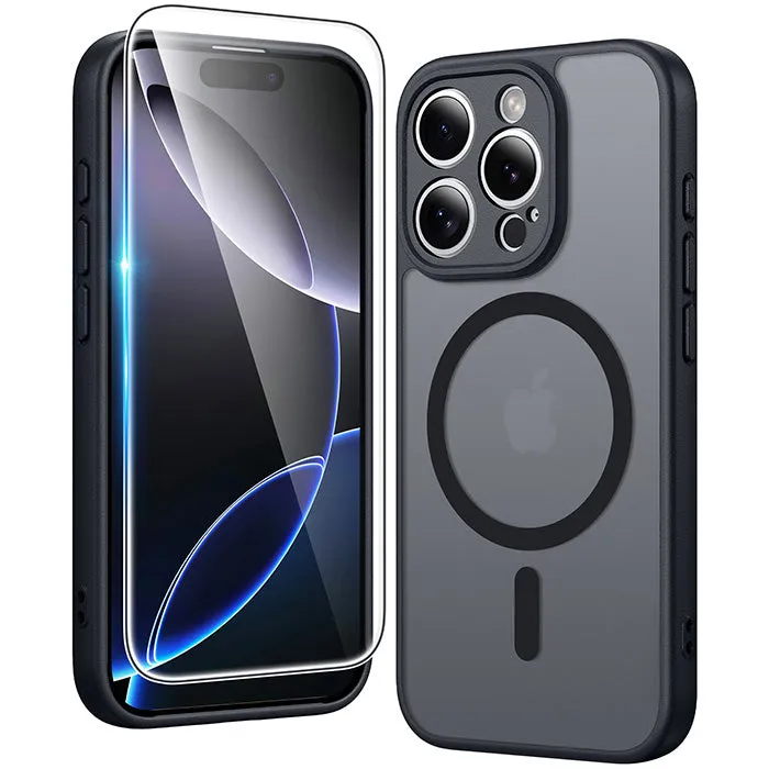FNTCASE OFFICIAL matte translucent magnetic case for iPhone 16 Pro with built-in camera cover