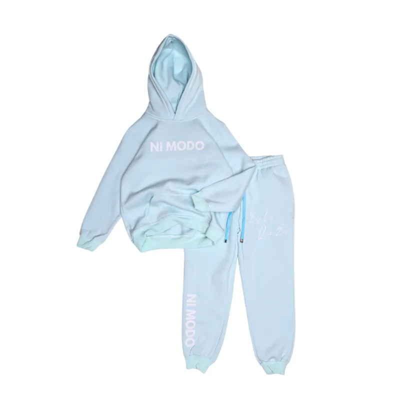Nimodo Ni Modo Mini Frosted Blue Set kids hoodie and sweatpants in soft cotton