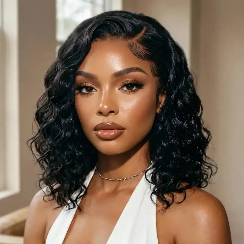 Hairsofly Shop Eos Water Wave Bob Human Hair Wig, water wave bob with side part