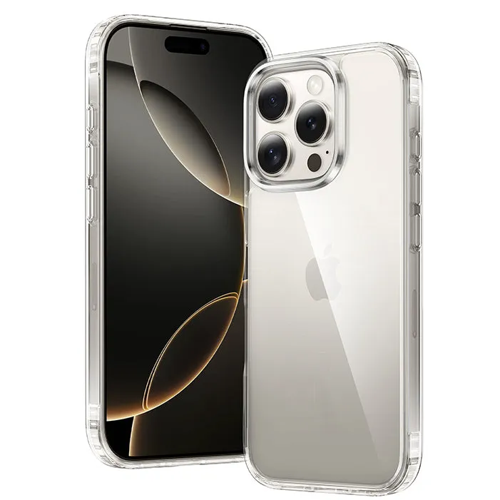 FNTCASE OFFICIAL crystal clear wireless charging case for iPhone 16 Pro with anti-yellowing technology