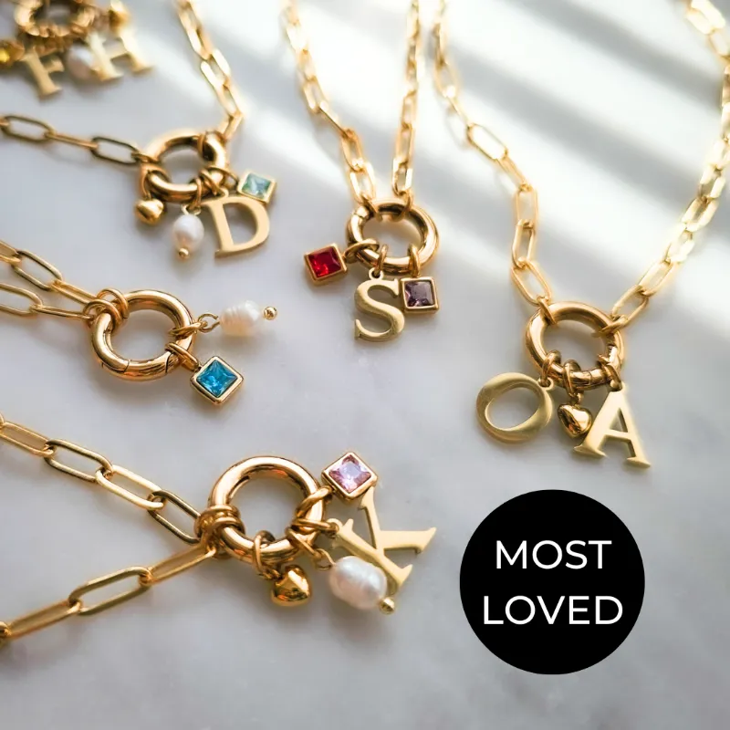 DORSYA Enchanting Moments Personalise Me Gold Necklace with sailor closure and charm options