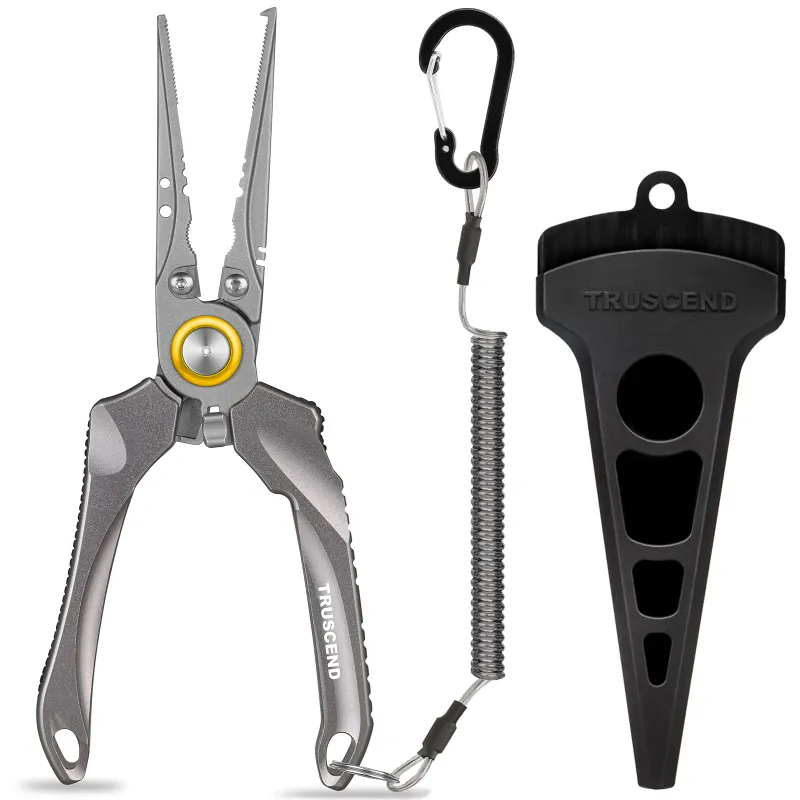 Truscend Fishing lockable fishing pliers with high tungsten cutter and ergonomic handle