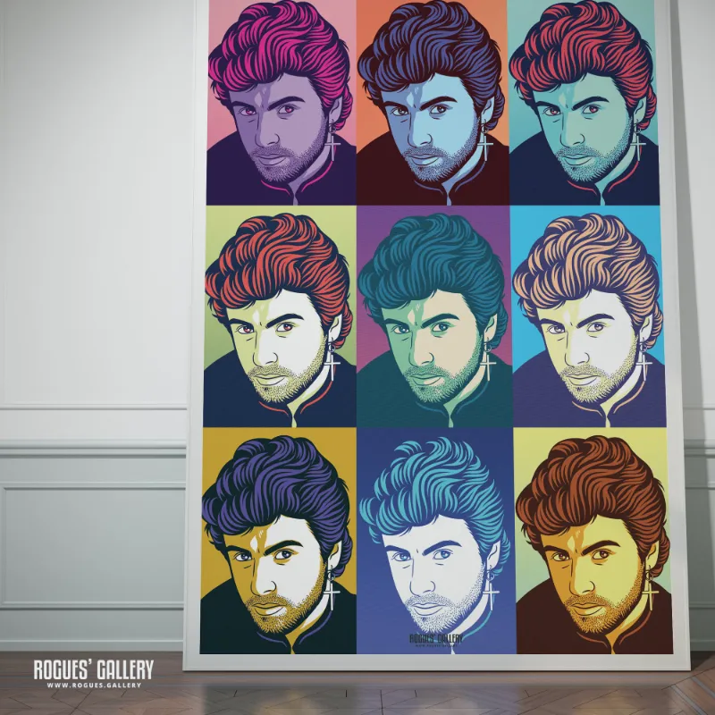 Rogues Gallery 80s Retro Project George Michael A3 A2 A1 A0 Pop Art Print Warhol style portrait