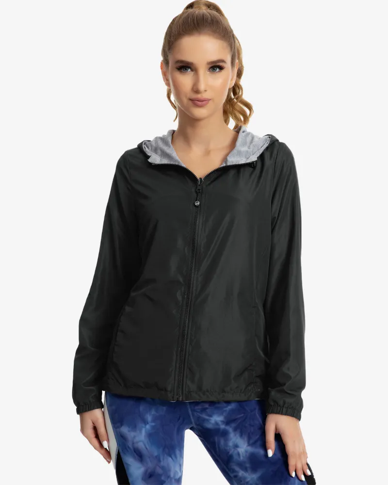 QUEENIEKE Reversible Hooded Track Jacket, black exterior with grey lining visible