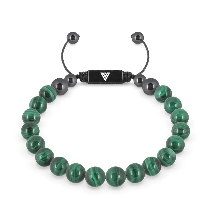 VOLTLIN Malachite Shambala Bracelet on black suede pouch