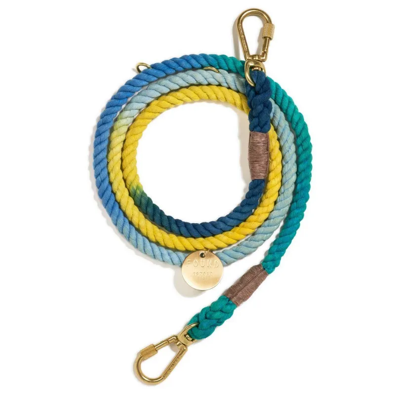 Found My Animal Azure Cotton Rope Dog Leash with brass hardware and adjustable design