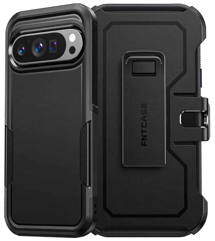 FNTCASE OFFICIAL Google Pixel 9/9 Pro rugged case with 360 rotating belt clip