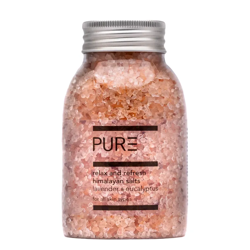 PURE Spa Skincare PURE Himalayan Bath Salts 290g jar with mineral salts visible