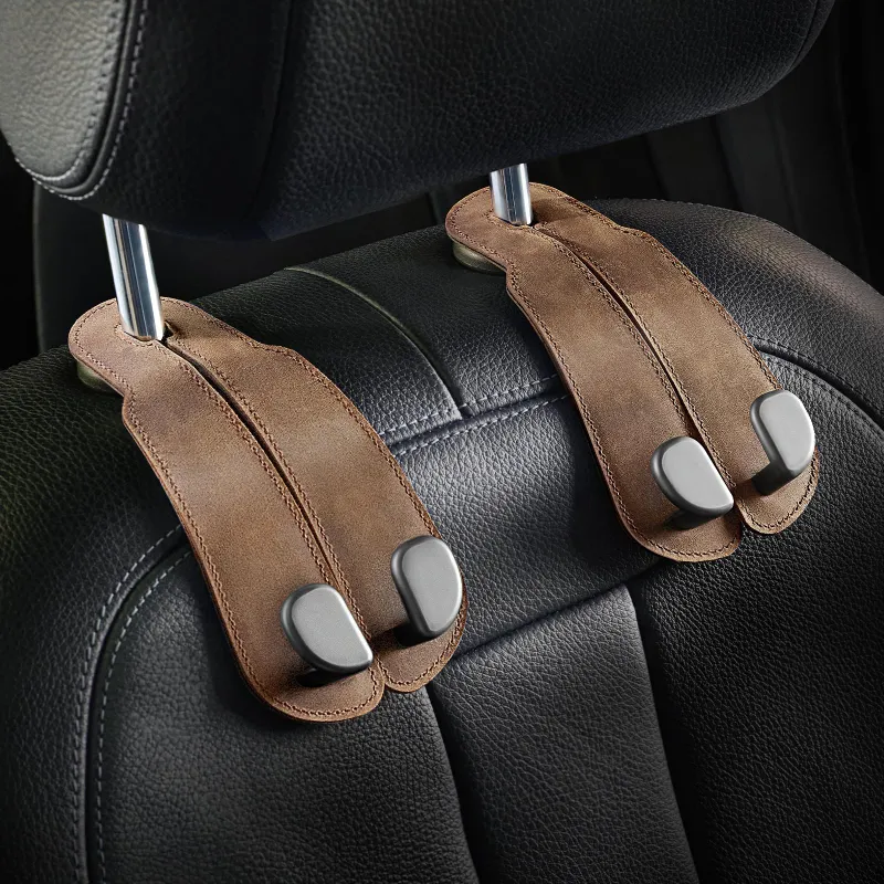 COBAK Case Car Seat Back Hook 2 Pack with leather wrap and metal frame