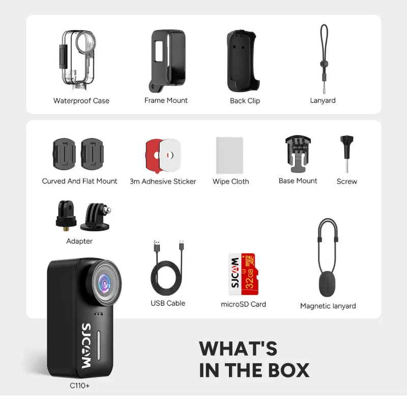 SJCAM C110 Plus Bundle action camera kit with accessories for family travel