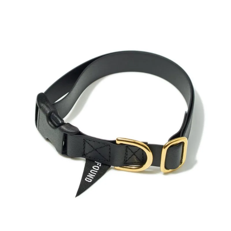 Found My Animal Biothane Leather Alternative Dog & Cat Collar in black with brass hardware