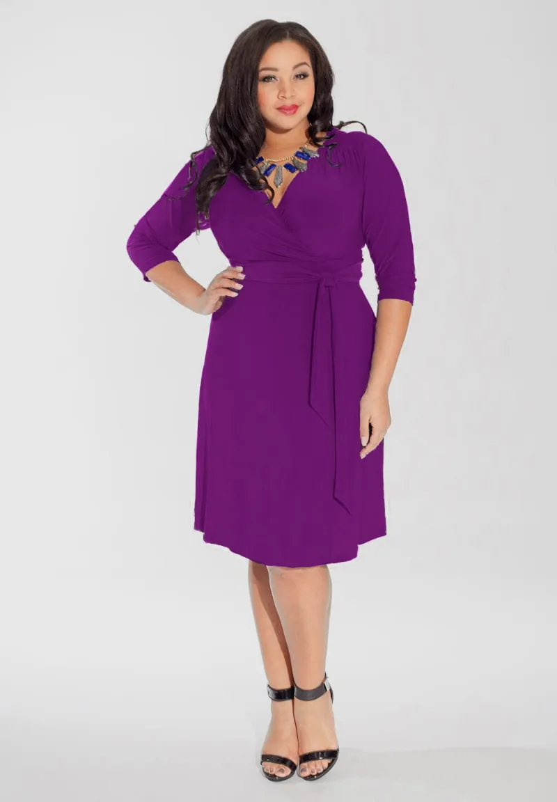 IGIGI Dominique Dress in Orchid (Made To Order) - a plus size true-wrap viscose jersey dress