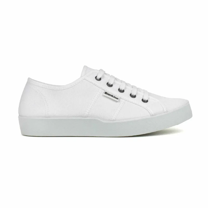 BIANKINA St. Tropez Organic Cotton Canvas Sneakers in white, showing breathable canvas upper