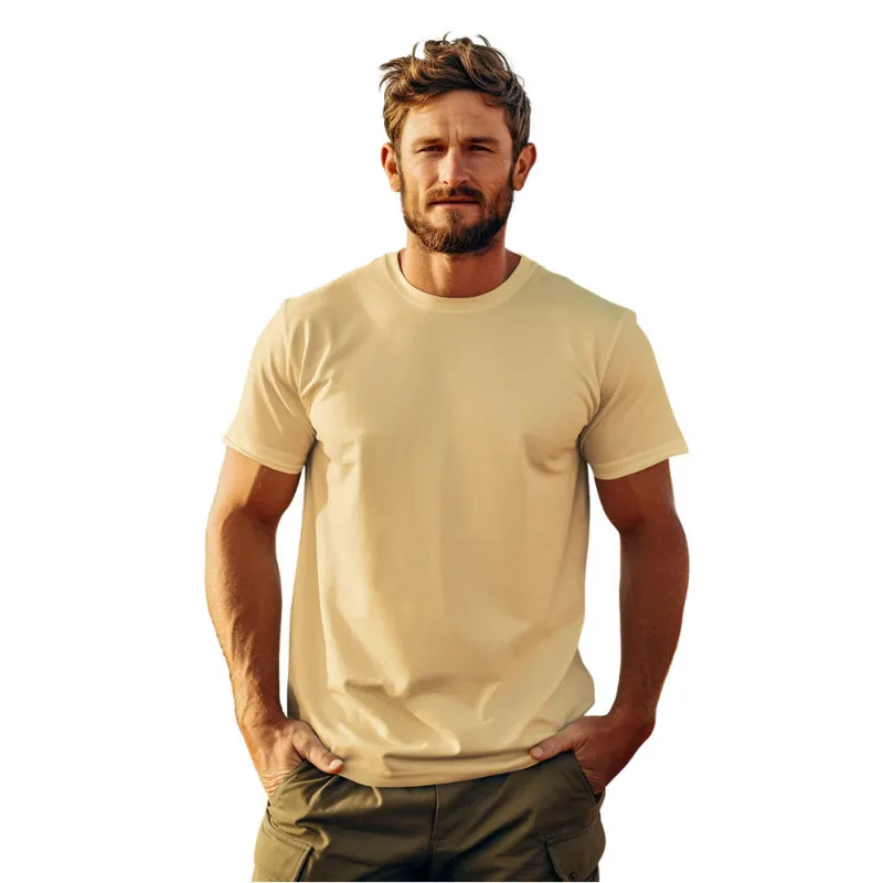 The Banyan Tee US Beige T shirt - Premium Cotton, plain beige crew neck tee