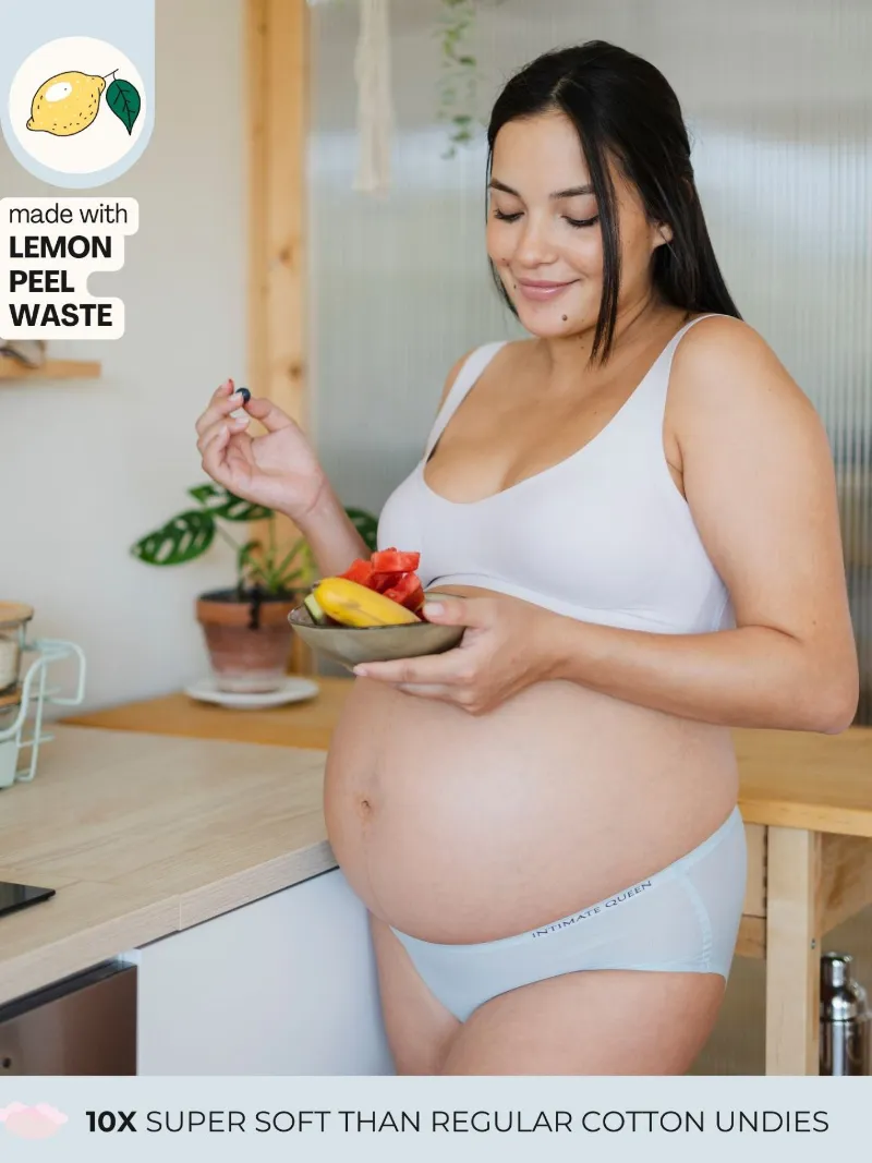 Intimate Queen Lemon Bae Seamless Maternity Bikini Quick Dry Body Adaptive Undies in white