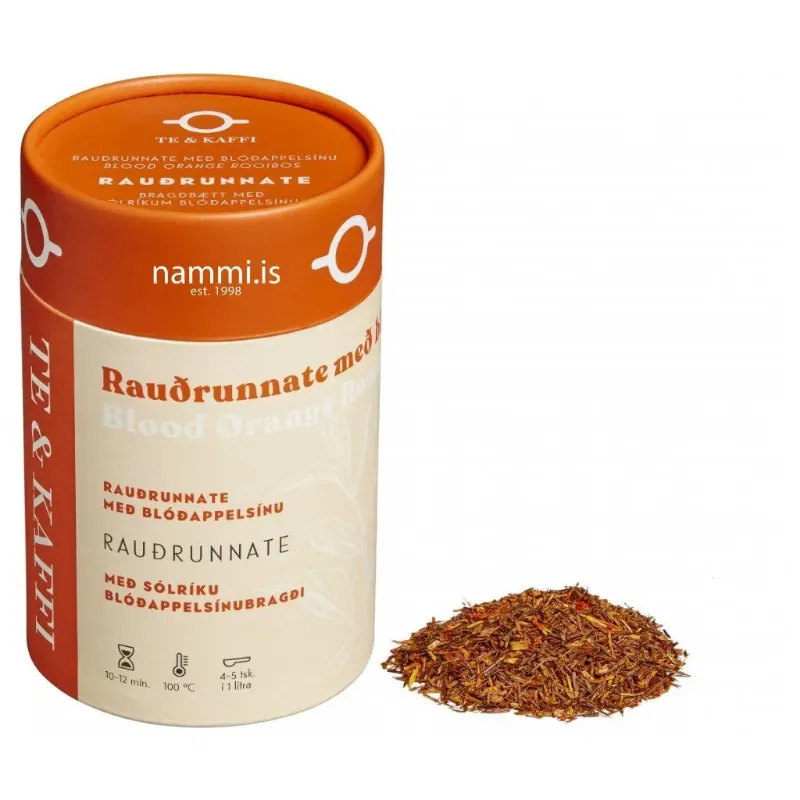 Nammi Blood Orange Tea loose leaf blend showing dried tea leaves