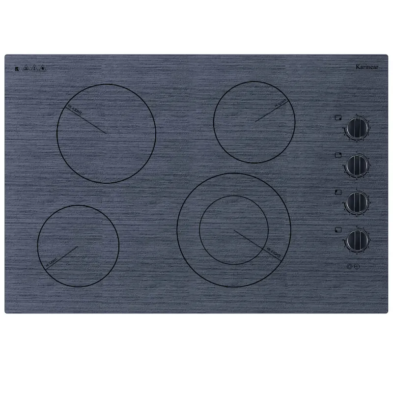 Karinear Appliances 30 Inch 4 Burner Electric Stove Top Blue, blue woodgrain glass surface, four burner zones, knob controls