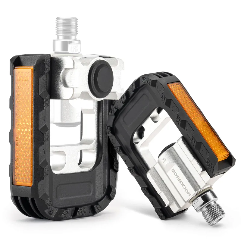RockBros US Aluminum Folding Bike Pedals with one-press folding mechanism and anti-slip pins