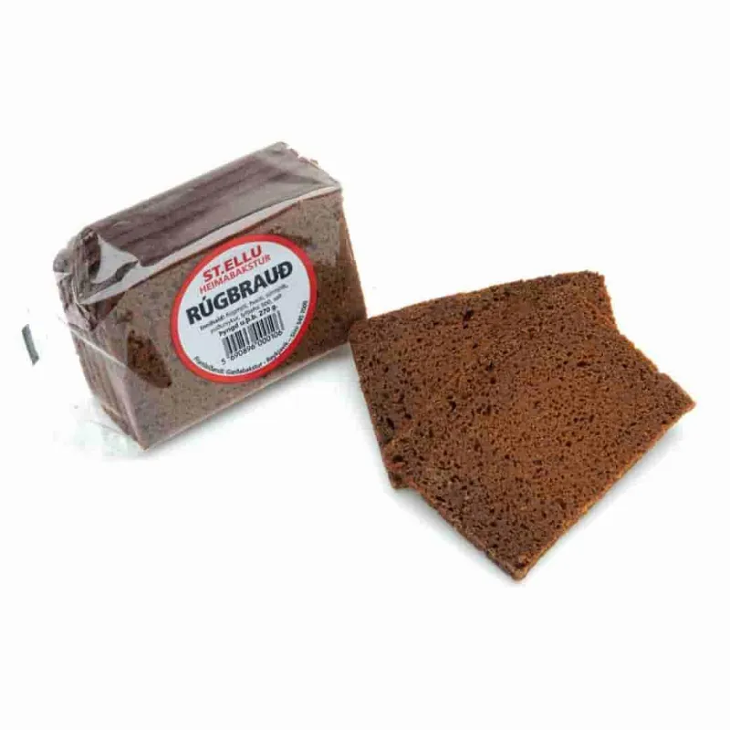 Nammi Authentic Rúgbrauð Rye Bread loaf in packaging