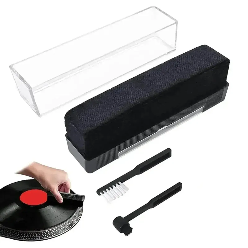 Retrolife 3-in-1 Soft Velvet Record Brush Set Cleaning Kit with anti-static velvet brush and stylus cleaner