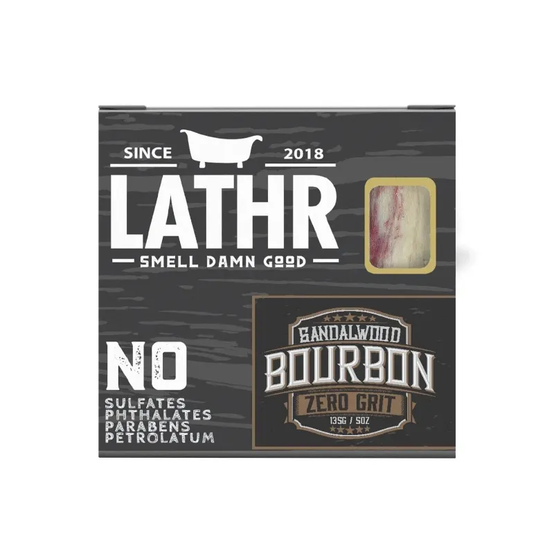 LATHR Sandalwood Bourbon Soap Bar with warm woody masculine scent for men