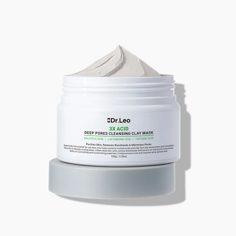 Dr Leo Amazonian White Clay Mask tube with clay texture detail