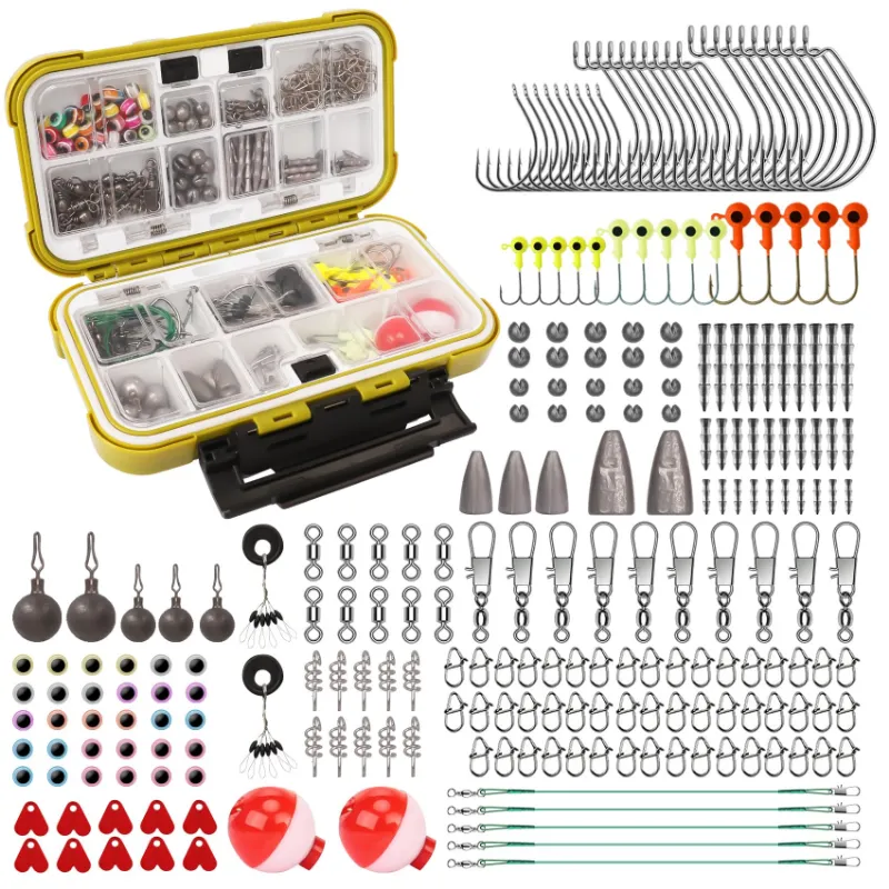 Truscend Fishing Lures Accessories Kit with Tackle Box containing 255 pieces of fishing accessories