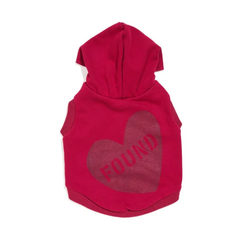Found My Animal Big Full Heart Animal Hoodie in tomato red with burgundy heart print