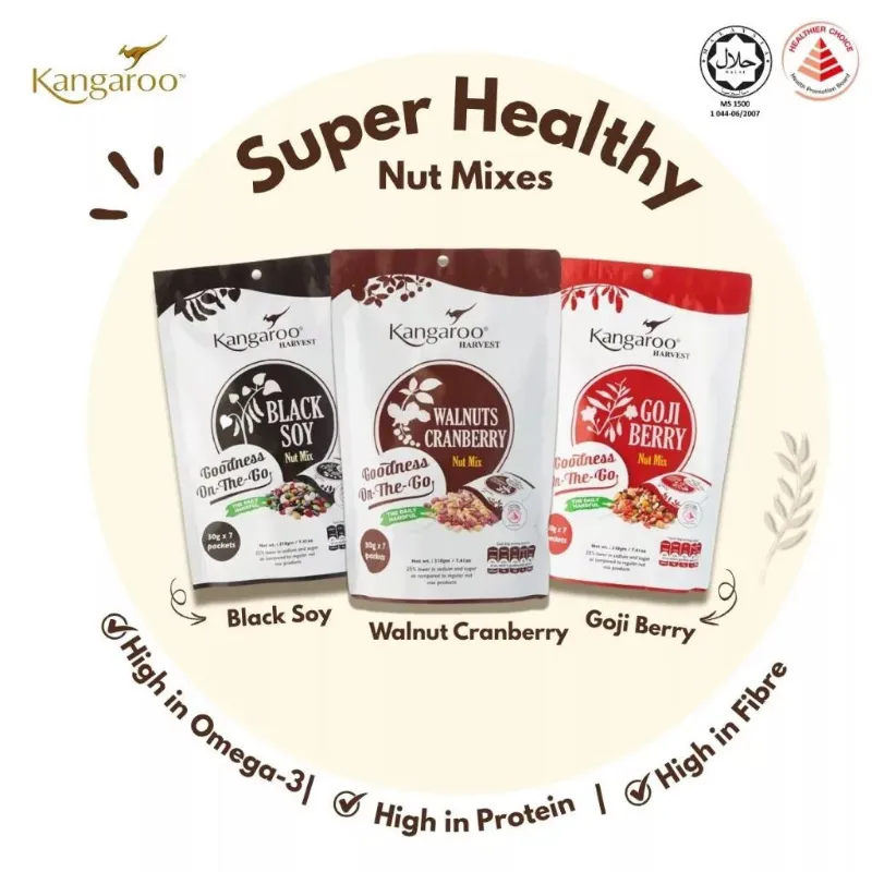 HoneySpree Super Healthy Nut Bundle showing three nut mix packages