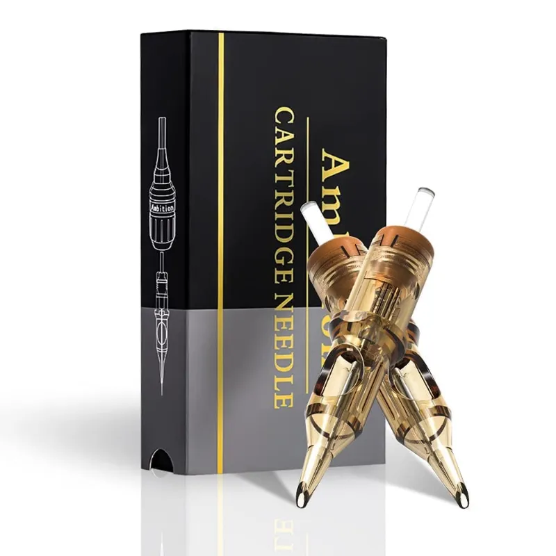 Ambition Tattoo Premium Tattoo Cartridge Needles Round Liner in translucent cartridge housing
