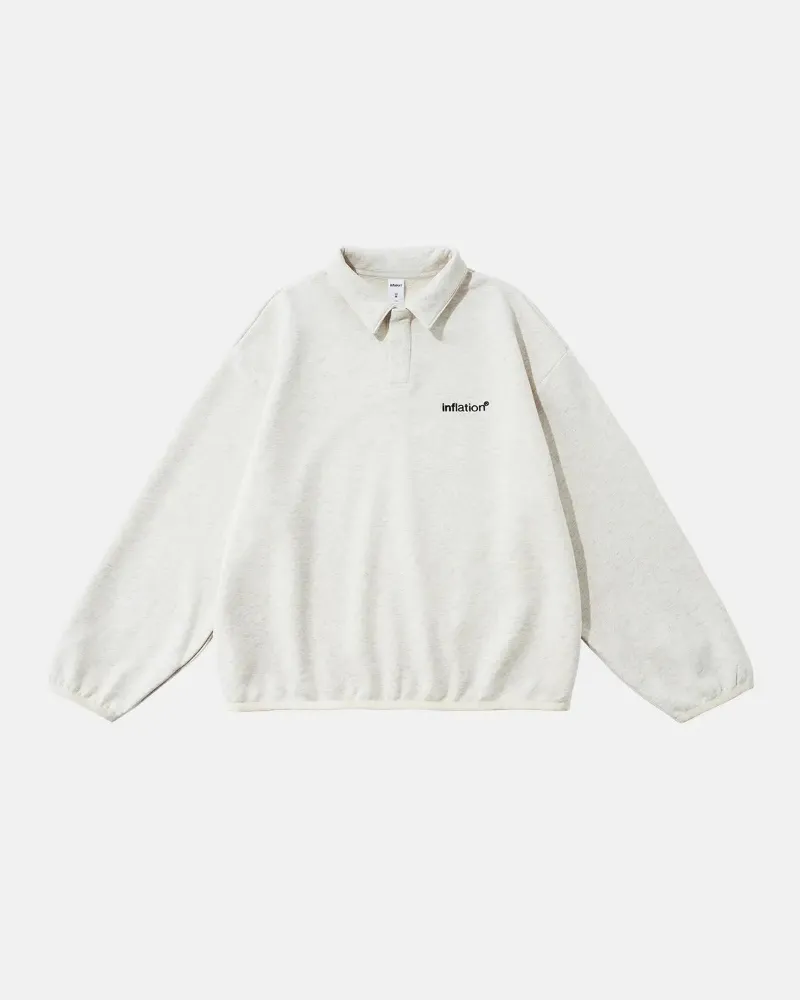 INFLATION Brand Quarter Polo Sweatshirt with zip collar and relaxed streetwear fit