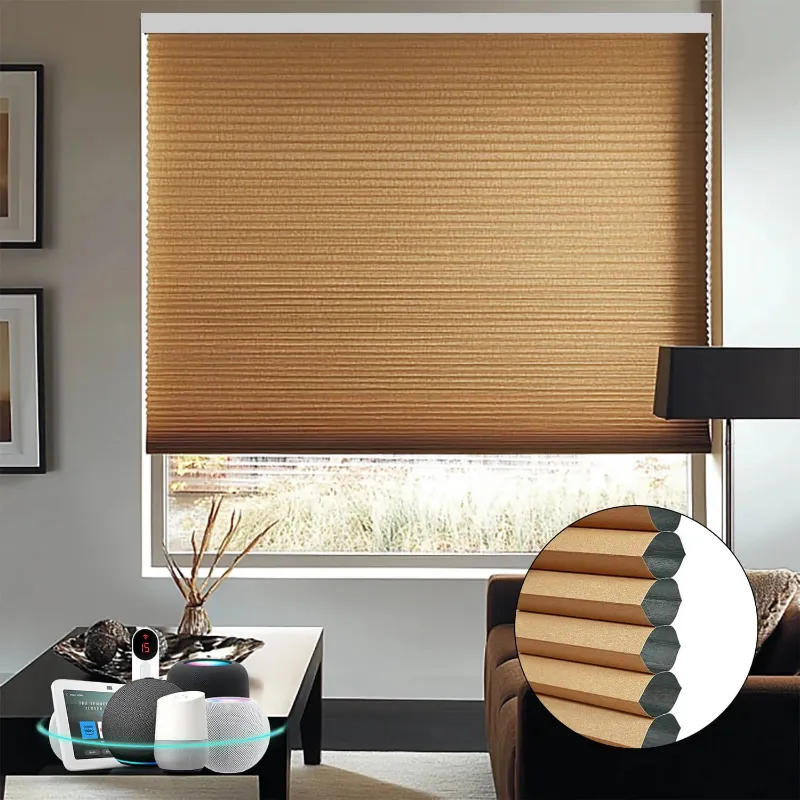 Bringnox Blackout Motorized Cellular Shades showing honeycomb cellular structure