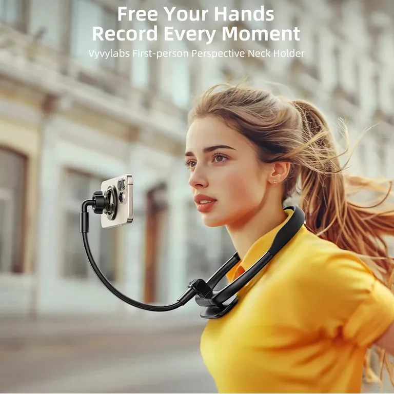 Kicklo Adjustable Lazy Phone Holder worn around neck with flexible positioning arm