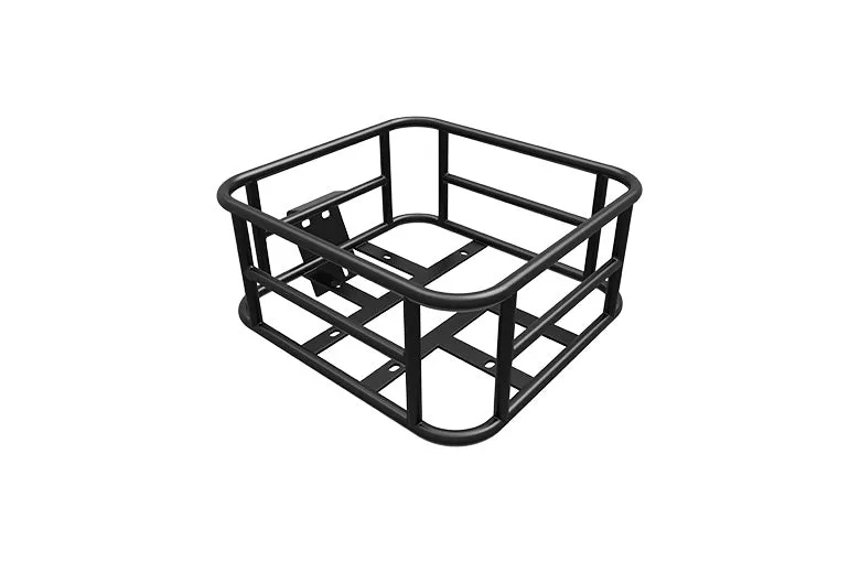 Heybike Front Basket with iron bottom mounted on e-bike