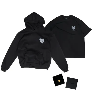 Nimodo Resilient Heart Bundle with hoodie, tee, and gold heart necklace set