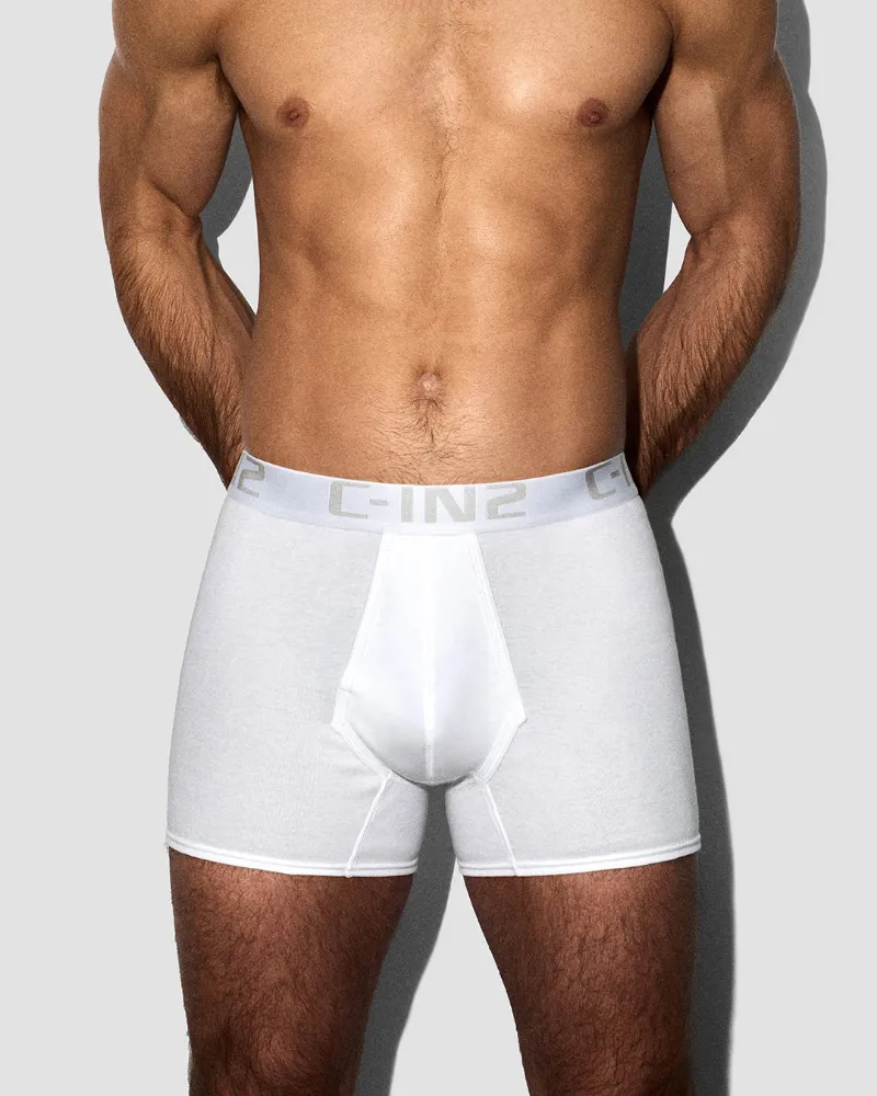 C-IN2 Core Low Rise Boxer Brief White Smooth Leg Finish, front view