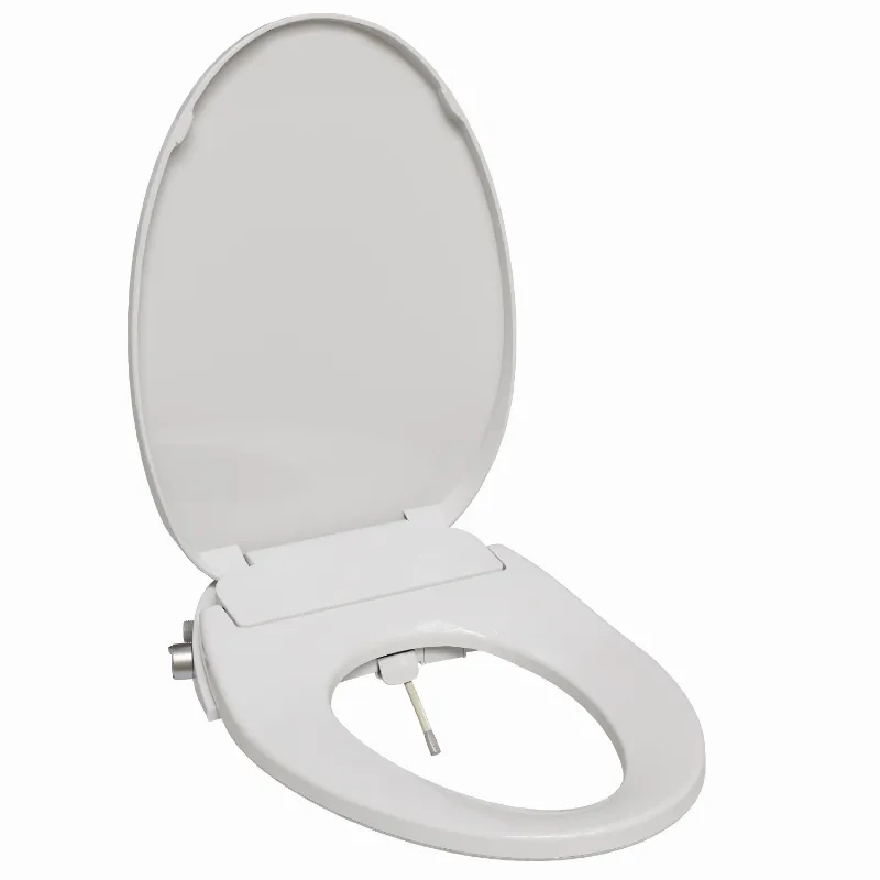 HOROW B0400 Non Electric Bidet Toilet Seat with Soft Close, white bidet seat mounted on a toilet.