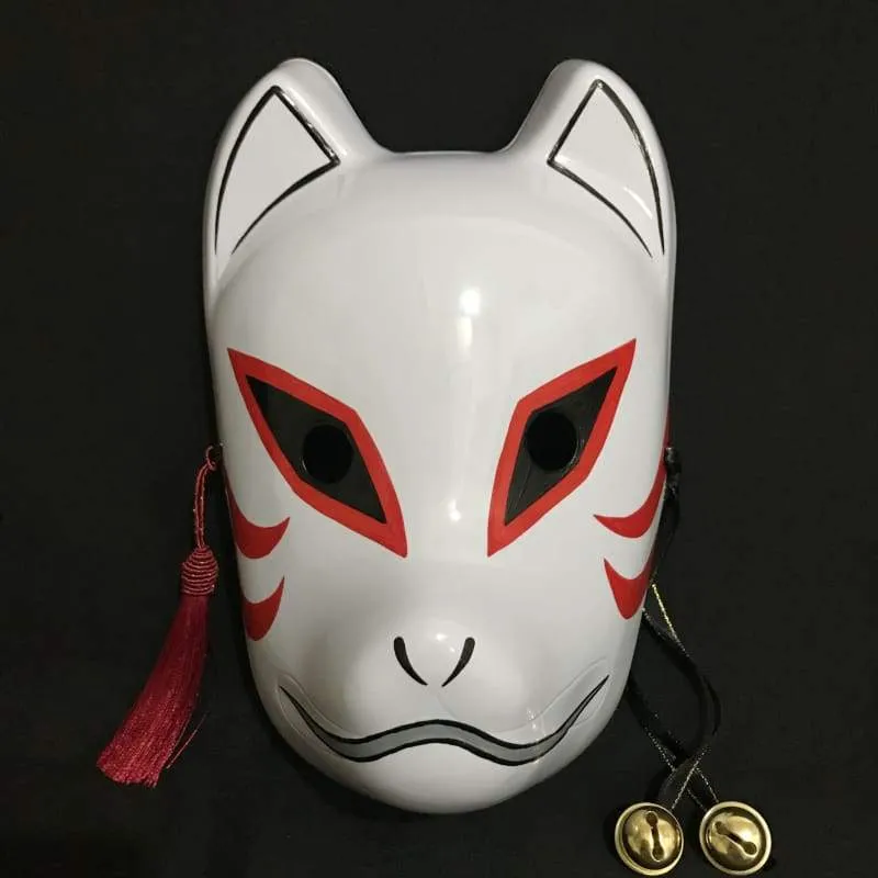 Foxtume Kitsune Mask Crimson Howl, a hand-painted red and black PVC fox mask