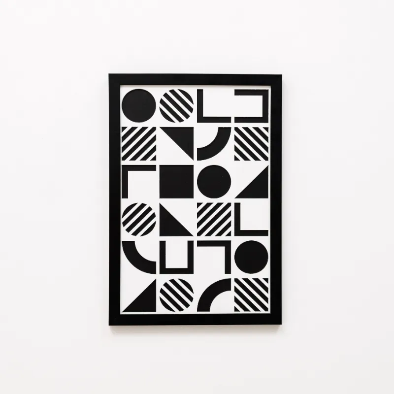 Enjoy The Wood 2D Framed Wall Art Bauhaus 1 geometric black and white wall decor
