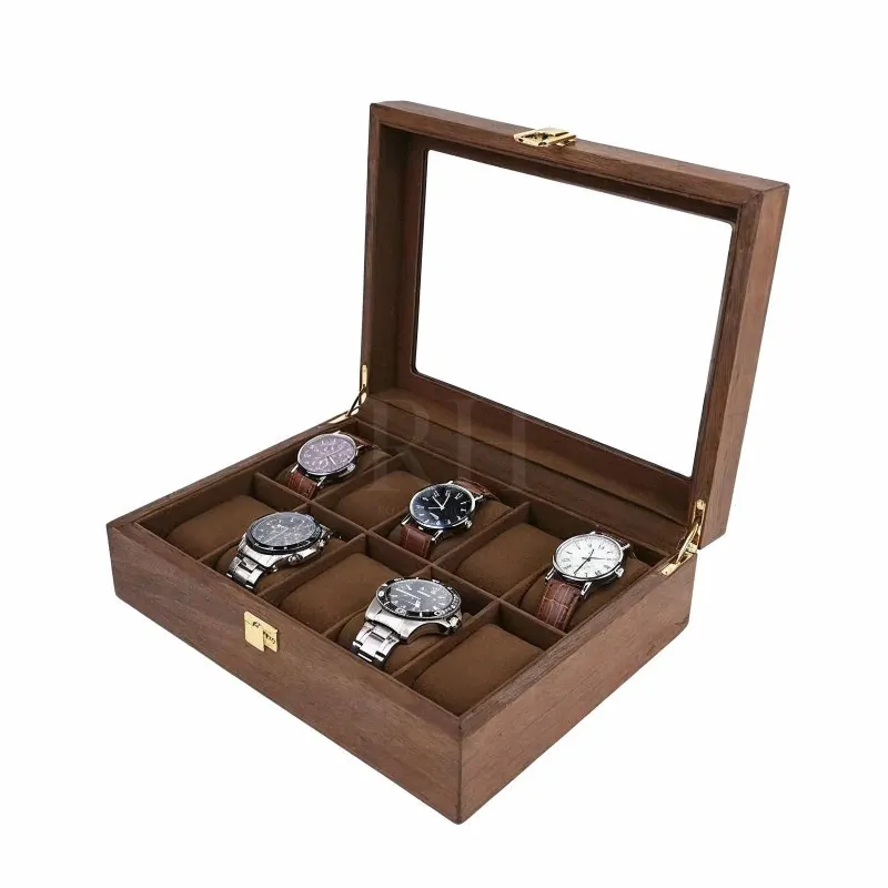 Rotation Horlogère Héritage Deca wooden display case for 10 watches with glass lid
