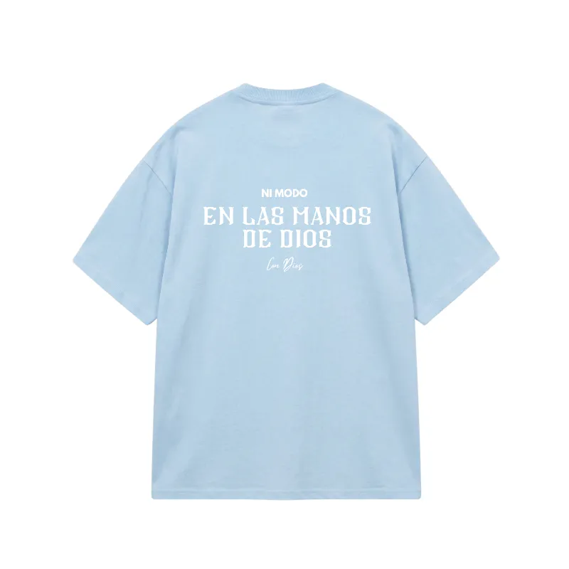 Nimodo En Las Manos De Dios baby blue heavyweight cotton tee