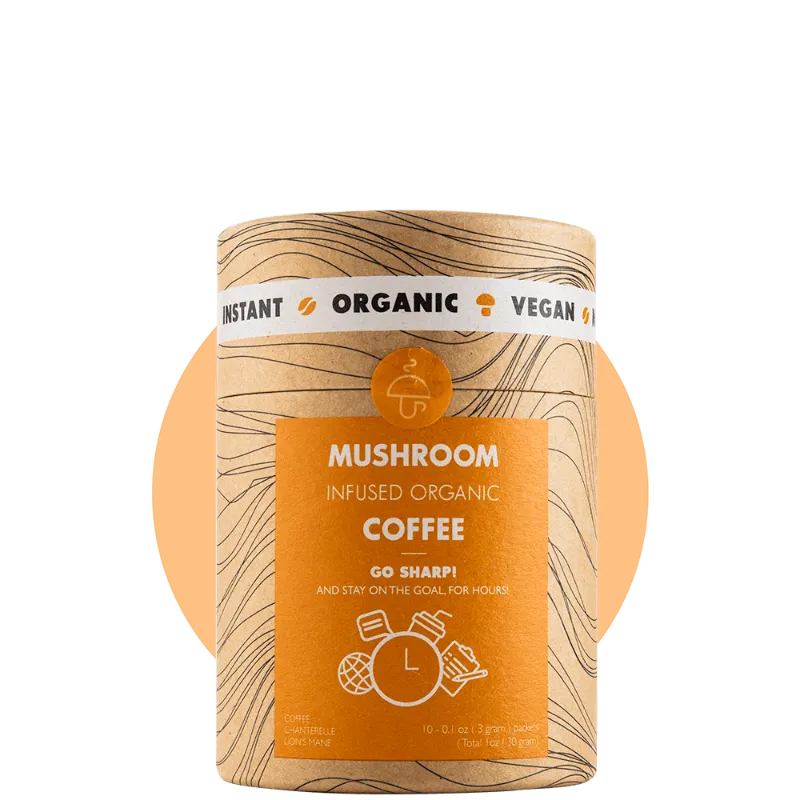 Mushroom Cups Go Sharp organic instant coffee 10 servings box