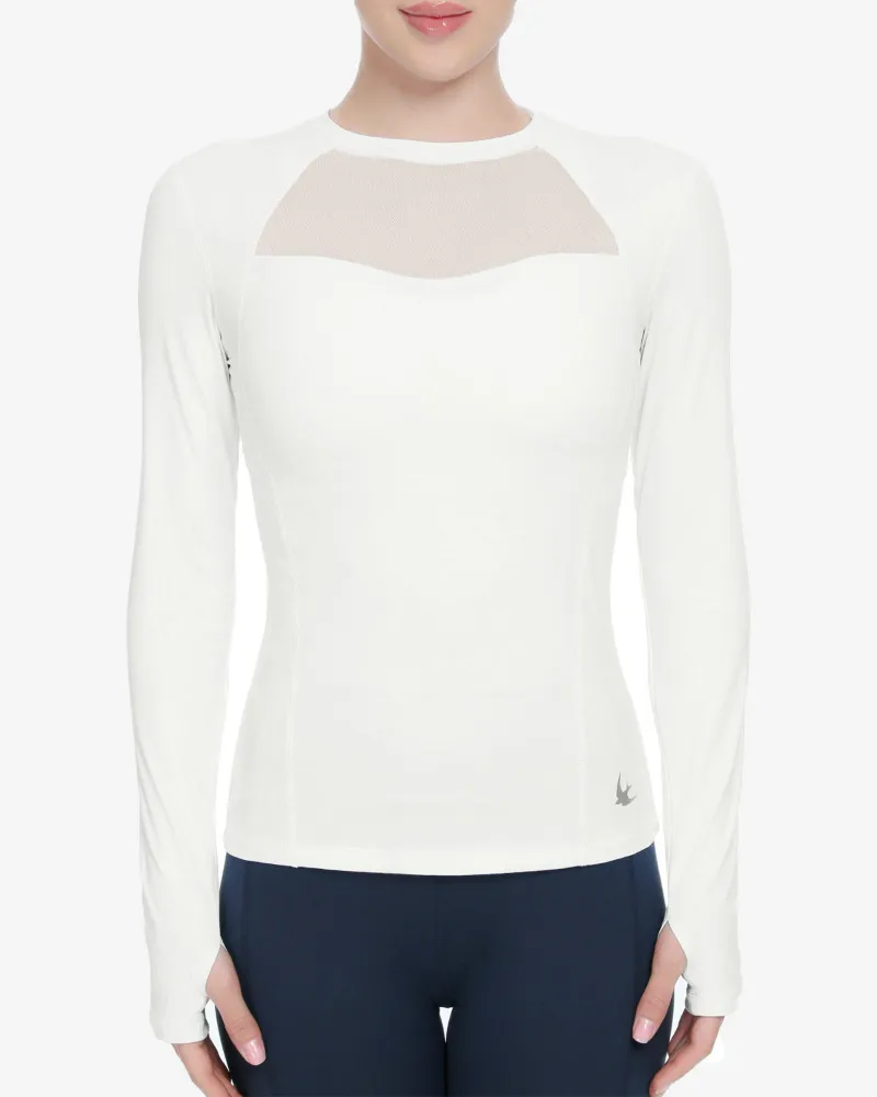 QUEENIEKE Long Sleeves T-Shirt Slim Fit with thumbholes shown on sleeve