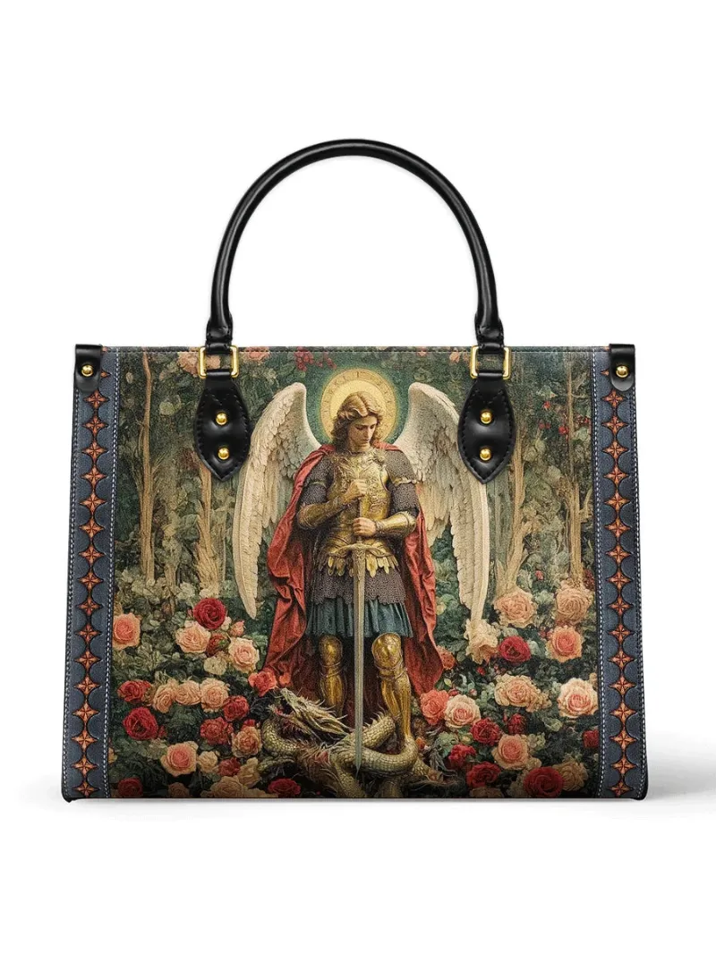 Catholight Archangel's Triumph Leather Bag with Archangel Michael artwork